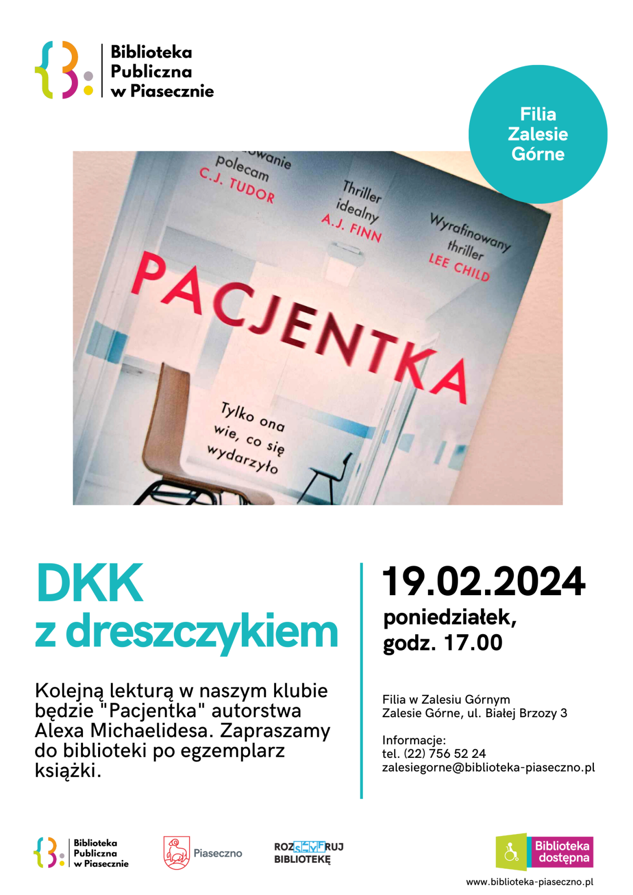 plakat Dyskusyjny Klub Książki z dreszczykiem